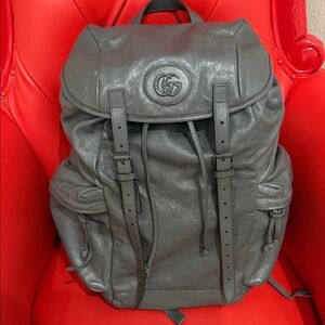 Gucci Charcoal Leather Backpack